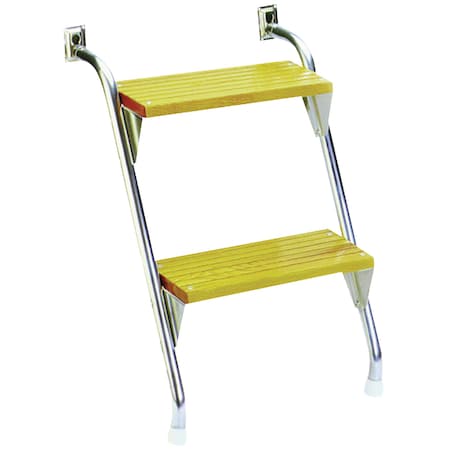 Garelick Garelick EEz-In xxx Anodized Aluminum Cockpit Steps w/Oak Treads, 28" High 25028